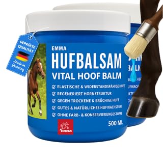 EMMA Huffett Pferde mit Wallnussöl 2x500ml Hufgel blau I Hufbalsam für Pferde gesunde Hufe I Huffett Pferde mit Pinsel auftragen gegen trockene Hufe & Strahlfäule Pferd Mittel I Huf Fett Strahlmittel von EMMA