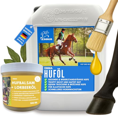 EMMA Huffett Pferde & Huföl Pferd mit Lorbeeröl 2,5 0,5 l I Hufbalsam für Pferde I Huföl Kanister - Hufpflege für Pferde trockene Hufe & Strahlfäule Pferd Mittel I Pferde Strahlmittel Hufpflegemittel EMMA Huffett Pferde & Huföl Pferd mit Lorbeeröl 2,5 0,5 l I Hufbalsam für Pferde I Huföl Kanister - Hufpflege für Pferde trockene Hufe & Strahlfäule Pferd Mittel I Pferde Strahlmittel Hufpflegemittel von EMMA