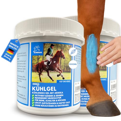 EMMA Kühlgel Pferd I Pferdebalsam kühlend 2 x 1000 ml Kühl Balsam für Pferde mit Arnika Salbe extra stark I Pferdesalbe kühlend Sehnen, Gelenk & Muskel I Kühlsalbe Pferd, Massage Creme mit Arnica Gel von EMMA