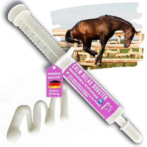 EMMA Magnesium Pferd hochdosiert Paste - Calm Pferd Anti Stress Mittel zur Beruhigung von Pferden I Beruhigungspaste für Pferde mit Mag L Tryptophan Magnesium komplex Horse Relax bei Angst Stress 30ml von EMMA