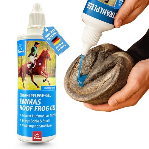 Strahlpflege Pferd I Strahl Mittel gegen weichen Strahl Geruch – Erste Hilfe Gel Hufpflege bei Nässe & Strahlfäule – Huf Pflege Hufsohle & Hufstrahl stärken – für Offenstall & Box bei Pferden 120ml von EMMA