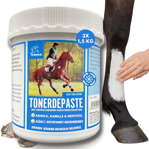 essigsaure Tonerde Pferd ⇒ Tonerde Pferd - Pferdebalsam Kühlend [3 * 1,5Kg] Paste Arnika Salbe Mineralerde - Heilerde Paste Kühlsalbe Pferde Muskulatur - Kühlgel Arnica Gel Muskel Sehnen Gelenke von EMMA