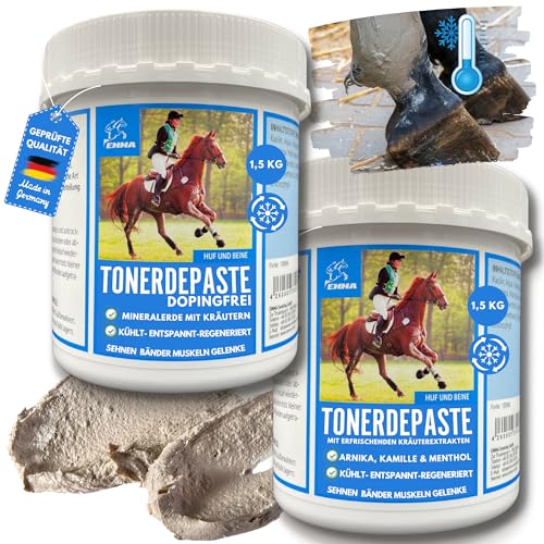 EMMA essigsaure Tonerde für Pferde Tonerde Pferd Dopingfrei & mit Arnika 2 x 1,5 Kg Pferdebalsam Kühlend - Tonerdepaste Mineralerde Heilerde Paste Kühlgel Pferd Muskelkater Entspannung Muskeln Sehnen von EMMA