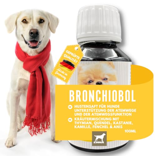 EMMA Hustensaft für Hunde I Bronchiobol Thymian Hustensaft I Kräuter Sirup I Mittel Unterstützung Atemwege bei Husten I Schleimlöser I Hustenmittel Bronchial Liquid I Ergänzungsfuttermittel Hund 100ml von EMMA