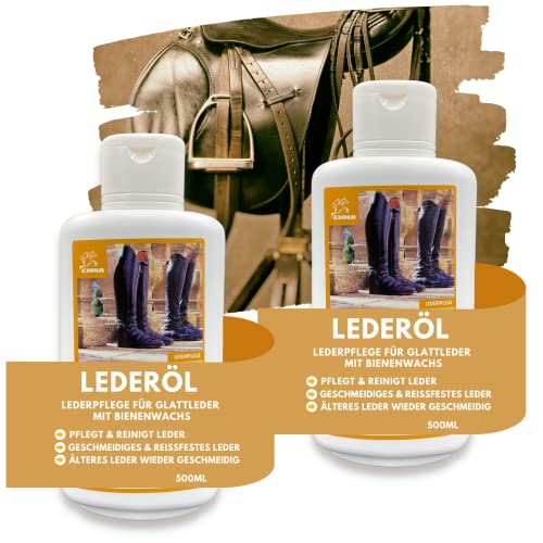 EMMA Lederöl farblos mit Bienenwachs Lederpflege Schuhe Auto Sofa Sattel Pferd I Lederfett farblos Reitstiefel I Lederschuhe Pflege - Leather Conditioner - Lederbalsam Leder Reinigung Auto 2x500ml EMMA Lederöl farblos mit Bienenwachs Lederpflege Schuhe Auto Sofa Sattel Pferd I Lederfett farblos Reitstiefel I Lederschuhe Pflege - Leather Conditioner - Lederbalsam Leder Reinigung Auto 2x500ml von EMMA