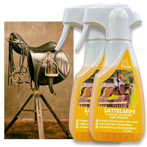 EMMA Lederpflege Sattelseife farblos 2x0,25l für Ledercouch Sofa Couch Sattel Pferd Jacke Schuhe Stiefel I Lederfett farblos Lederpflegemittel Lederpflege Auto Leder Balsam für Leder Reinigung Pflege von EMMA
