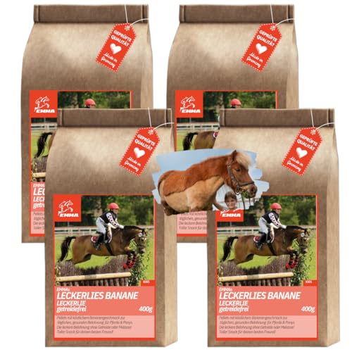 Pferdeleckerlis Banana Snack I Bananen Geschmack - naturbelassene Pferde Leckerlies + Pferde Leckerlies getreidefrei I Zusatz Pferdefutter I Leckerli Pferd Pony Belohnung 4x400Gr Pferdeleckerlis Banana Snack I Bananen Geschmack - naturbelassene Pferde Leckerlies + Pferde Leckerlies getreidefrei I Zusatz Pferdefutter I Leckerli Pferd Pony Belohnung 4x400Gr von EMMA