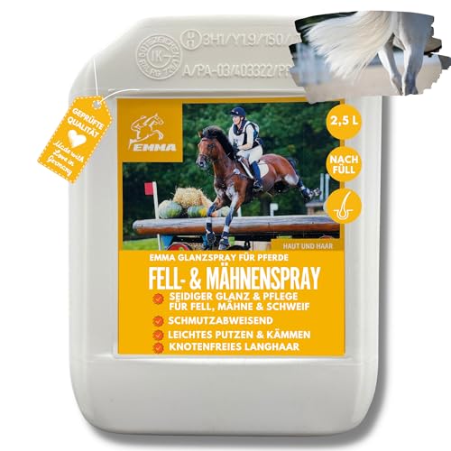 EMMA Mähnenspray Pferd 2,5l Kanister Fellpflege Pferde Glanzspray & Kämmbarkeit Fell Mähne Schweif I Schweifspray für Pferde I Fellpflege Hund - Pferdepflege - Mähnenspray für Pferde Detangler Spray von EMMA