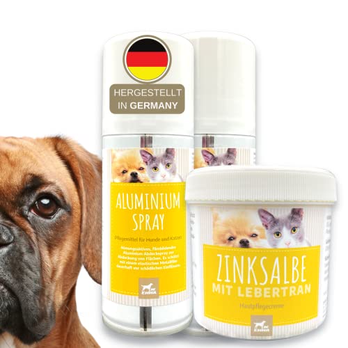 Silberspray Hund Pferd Katze + Lebertran Zinksalbe I Wundspray zum Wundschutz I Silber Spray Wundheilung I Erste Hilfe Set für Tiere I Sprühpflaster Salbe gegen Juckreiz I Sprühverband 2x100ml250ml von EMMA