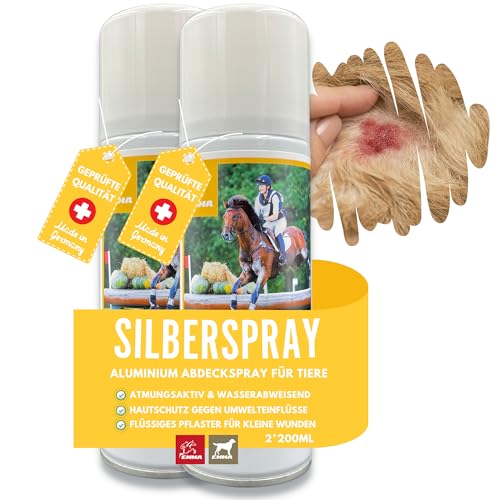 EMMA Silberspray Hund Pferd Katze für Tiere I Silber Spray Wundverband - Wundspray Hund - Silberspray Pferd zur Wundversorgung & Wundschutz - gegen Juckreiz Hunde - 2x200ml Sprühpflaster wasserfest von EMMA
