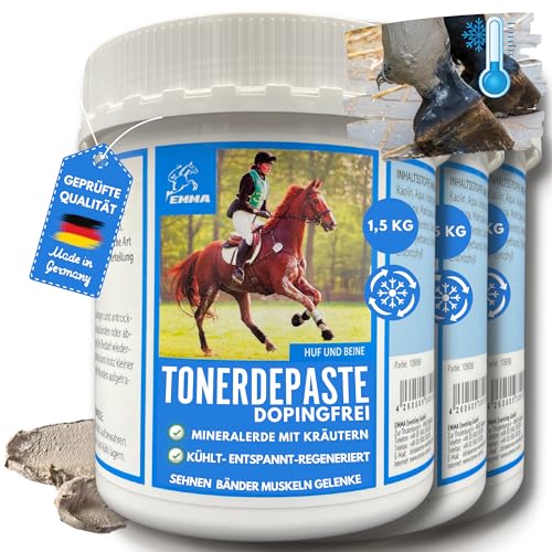 EMMA essigsaure Tonerde für Pferde Tonerde Pferd Dopingfrei 3 x 1,5 Kg - Pferdebalsam Kühlend - Tonerdepaste Mineralerde Heilerde Paste Kühlgel Pferd Muskelkater Entspannung Muskeln Sehnen für Tiere EMMA essigsaure Tonerde für Pferde Tonerde Pferd Dopingfrei 3 x 1,5 Kg - Pferdebalsam Kühlend - Tonerdepaste Mineralerde Heilerde Paste Kühlgel Pferd Muskelkater Entspannung Muskeln Sehnen für Tiere von EMMA