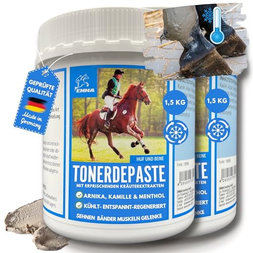 EMMA essigsaure Tonerde für Pferde ⇒ Tonerde Pferd - Pferdebalsam Kühlend 2x 1,5 Kg Arnika Salbe - Heilerde Paste I Kräuter Pferde Paste - Kühlgel mit Arnica Gel kühlt für Muskeln Gelenke Sehnen Pferd von EMMA
