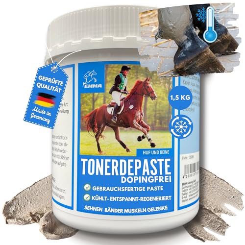 EMMA essigsaure Tonerde für Pferde ⇒ Tonerde Pferd Dopingfrei 1,5Kg - Pferdebalsam Kühlend - Tonerdepaste Mineralerde Heilerde Paste - Kühlgel Pferd - Kühlpaste - Pferde Paste Gelenke Muskeln Sehnen von EMMA