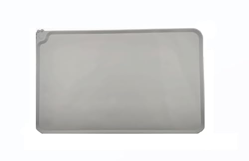 2-teiliges Set Napfunterlage Hund Katzen, wasserdichte und rutschfeste Silikon Fressnapf Unterlage, Futtermatte, Anti-Rutsch Haustier Fütterung Matte Placemats per animali (Schwarz&Grau, 48×30cm) von EMMALOUISESMITH