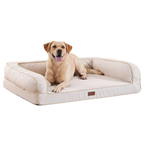 EMME Hundebett Grosse Hunde, 111x86x25cm, Orthopädisches Hundebett XL, Memory Foam Hundesofa Wasserdicht Hundekissen, Hundekorb für Große Hunde, Hundebett Abwaschbar Mit Rand,Beige EMME Hundebett Grosse Hunde, 111x86x25cm, Orthopädisches Hundebett XL, Memory Foam Hundesofa Wasserdicht Hundekissen, Hundekorb für Große Hunde, Hundebett Abwaschbar Mit Rand,Beige von EMME