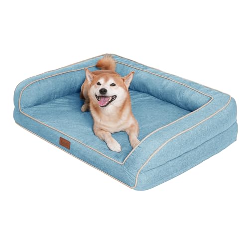 EMME Hundebett Grosse Hunde, 111x86x25cm, Orthopädisches Hundebett XL, Memory Foam Hundesofa Wasserdicht Hundekissen, Hundekorb für Große Hunde, Hundebett Abwaschbar Mit Rand,Hellblau EMME Hundebett Grosse Hunde, 111x86x25cm, Orthopädisches Hundebett XL, Memory Foam Hundesofa Wasserdicht Hundekissen, Hundekorb für Große Hunde, Hundebett Abwaschbar Mit Rand,Hellblau von EMME