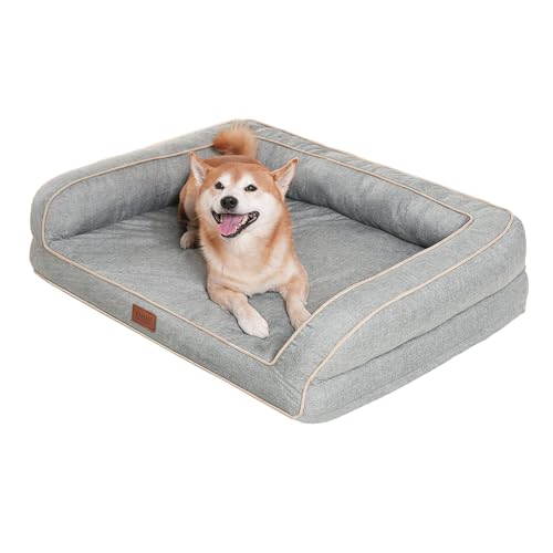 EMME Hundebett Grosse Hunde, 111x86x25cm, Orthopädisches Hundebett XL, Memory Foam Hundesofa Wasserdicht Hundekissen, Hundekorb für Große Hunde, Hundebett Abwaschbar Mit Rand,Hellgrau EMME Hundebett Grosse Hunde, 111x86x25cm, Orthopädisches Hundebett XL, Memory Foam Hundesofa Wasserdicht Hundekissen, Hundekorb für Große Hunde, Hundebett Abwaschbar Mit Rand,Hellgrau von EMME