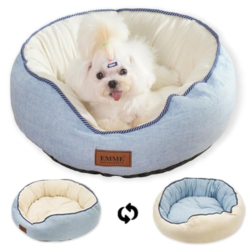 EMME Hundebett Kleine Hunde, Beidseitig begehbares Hundebettsofa, wasserdichte Katzenbetten, Rundes Mittelgroßes Hunde-Katzen-Bett in Allen Jahreszeiten, 50 x 50 x 15 cm, Blau EMME Hundebett Kleine Hunde, Beidseitig begehbares Hundebettsofa, wasserdichte Katzenbetten, Rundes Mittelgroßes Hunde-Katzen-Bett in Allen Jahreszeiten, 50 x 50 x 15 cm, Blau von EMME