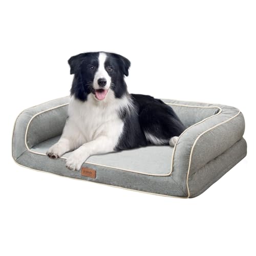 EMME Hundebett Mittelgroße Hunde, 91X71X23cm, Orthopädisches Hundebett, Memory Foam Hundesofa Wasserdicht Hundekissen, Hundekorb für Große Hunde, Abwaschbar Mit Rand, Hellgrau EMME Hundebett Mittelgroße Hunde, 91X71X23cm, Orthopädisches Hundebett, Memory Foam Hundesofa Wasserdicht Hundekissen, Hundekorb für Große Hunde, Abwaschbar Mit Rand, Hellgrau von EMME