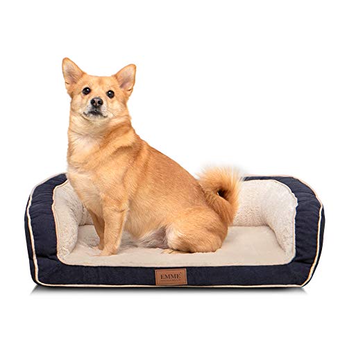 EMME Hundebett Kleine Hunde, 68x50x17cm,Orthopädisches Hundebett, Memory Foam Hundesofa Flauschig Hundekissen, Hundekorb Für mittelgroße Hunde, Hundematratze mit Waschbar Fleecebezug, Navy blau von EMME