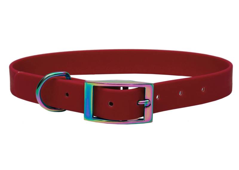 Biothane Halsband Bordeaux Regenbogen / L (39-49cm) von EMMY&PEPE