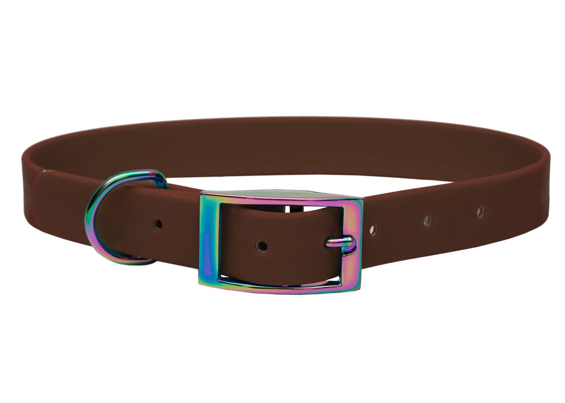 Biothane Halsband Braun L (39-49cm) / 20mm / Regenbogen von EMMY&PEPE