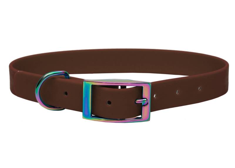 Biothane Halsband Braun L (39-49cm) / 20mm / Regenbogen von EMMY&PEPE