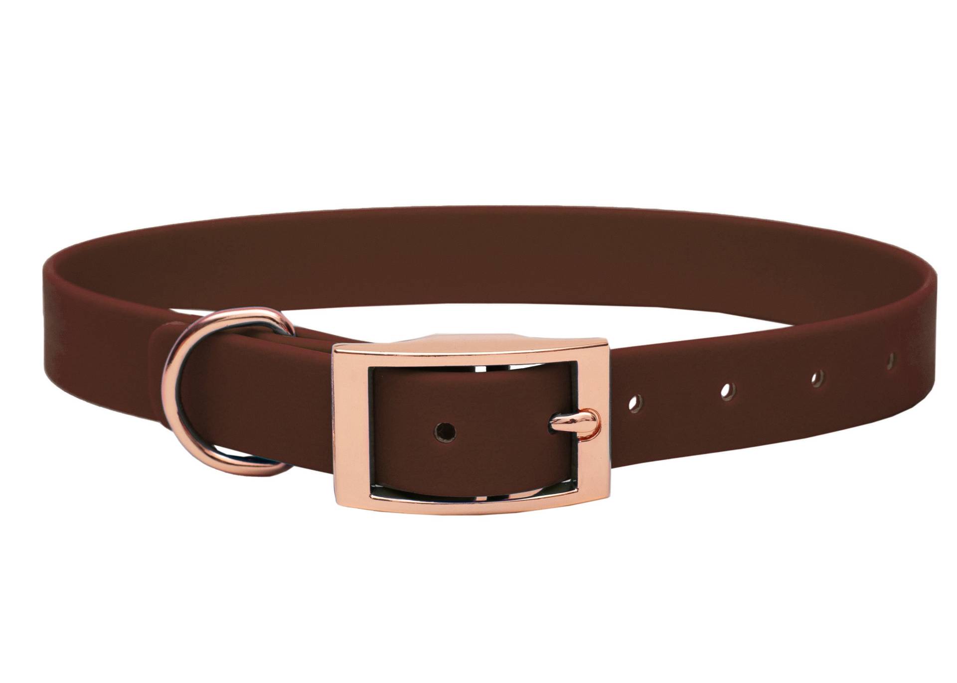Biothane Halsband Braun S (25-33cm) / 16mm / Rosegold von EMMY&PEPE
