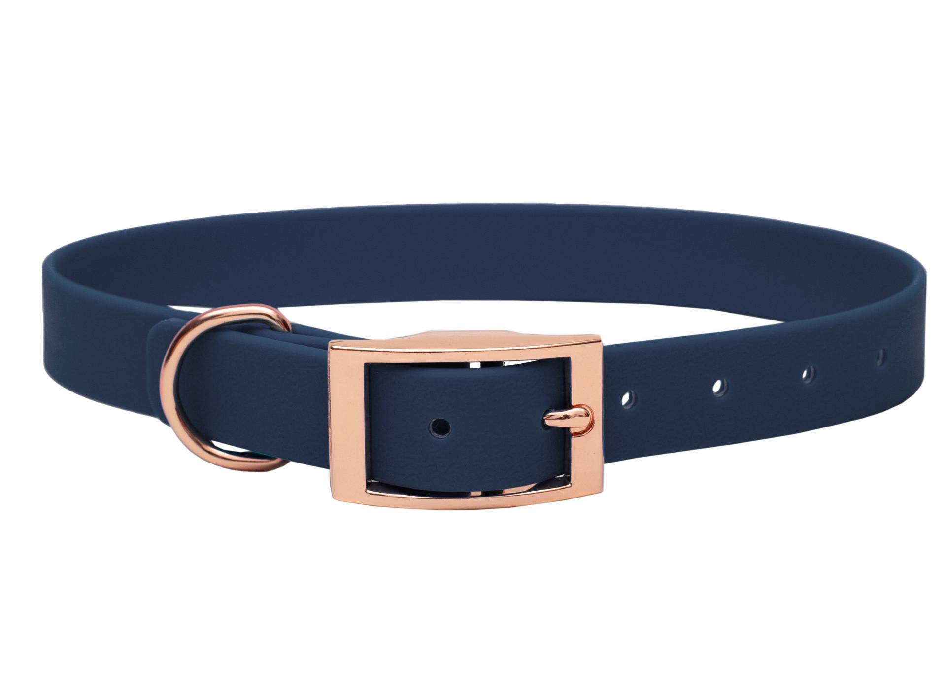 Biothane Halsband Dark Blue L (39-49cm) / 25mm / Rosegold von EMMY&PEPE
