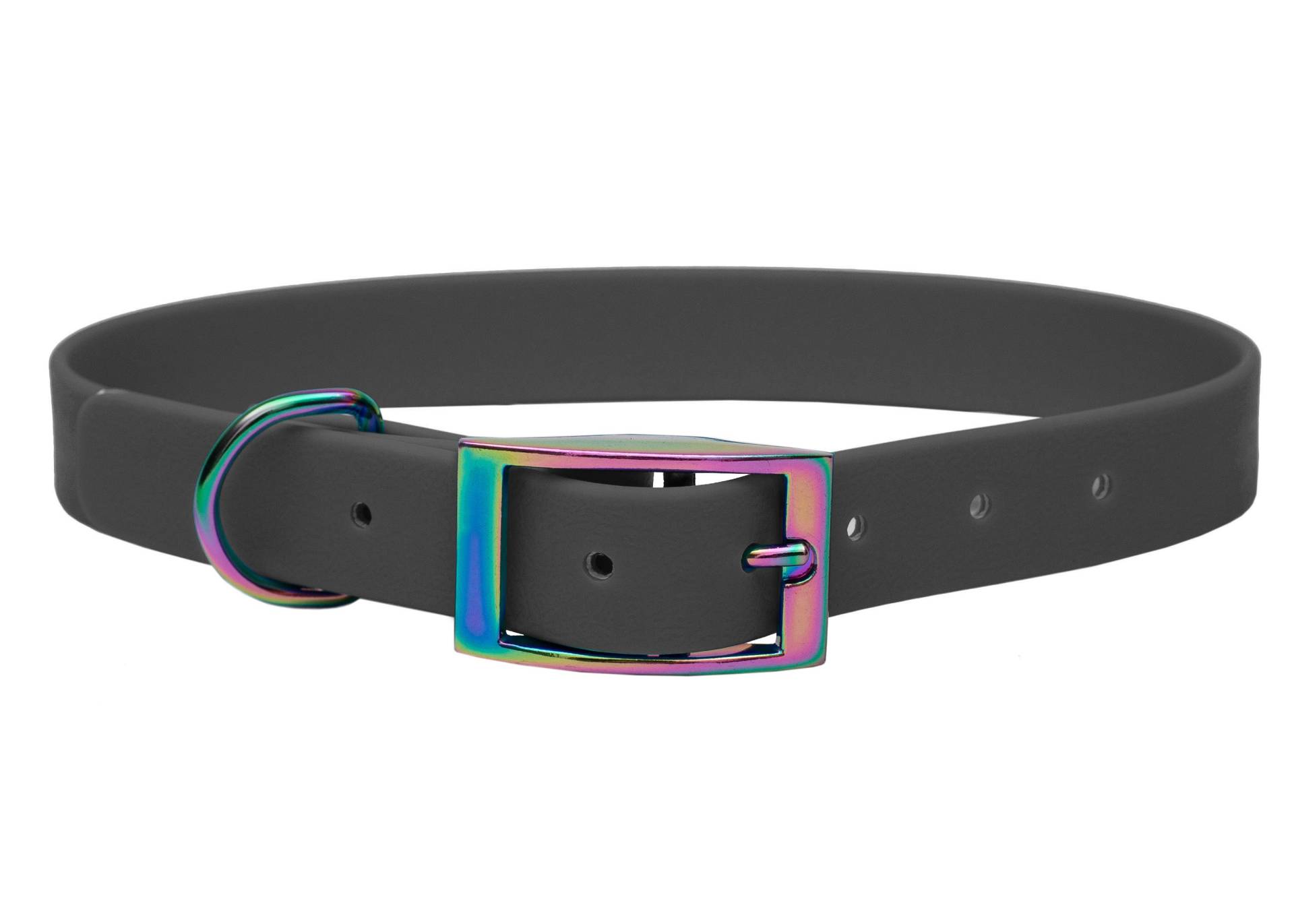 Biothane Halsband Grau XL (49-59cm) / 16mm / Regenbogen von EMMY&PEPE