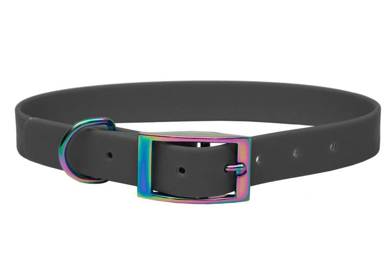 Biothane Halsband Grau XL (49-59cm) / 16mm / Regenbogen von EMMY&PEPE