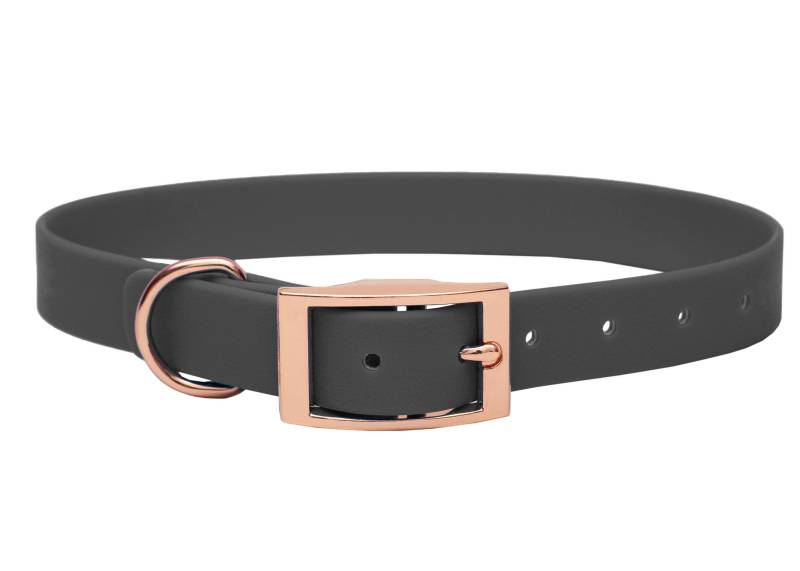 Biothane Halsband Grau XL (49-59cm) / 16mm / Rosegold von EMMY&PEPE
