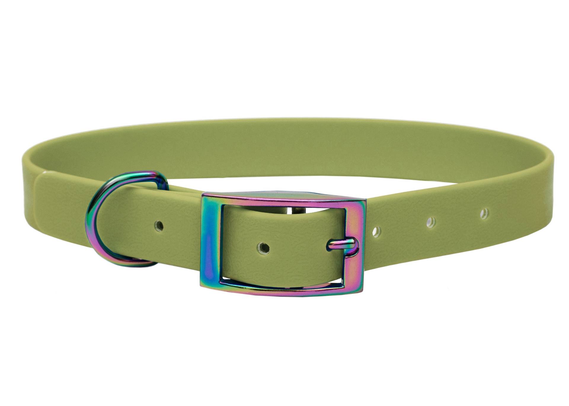 Biothane Halsband Khaki S (25-33cm) / 25mm / Regenbogen von EMMY&PEPE