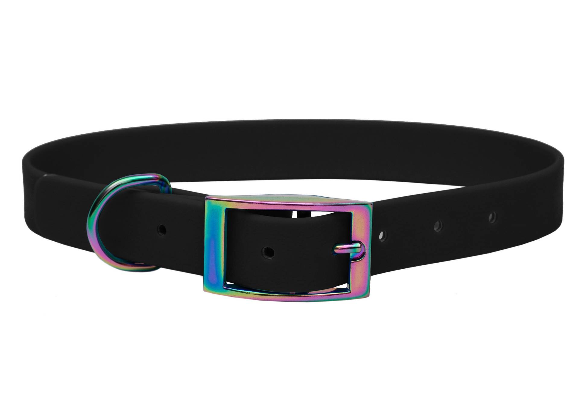Biothane Halsband Schwarz L (39-49cm) / 16mm / Regenbogen von EMMY&PEPE