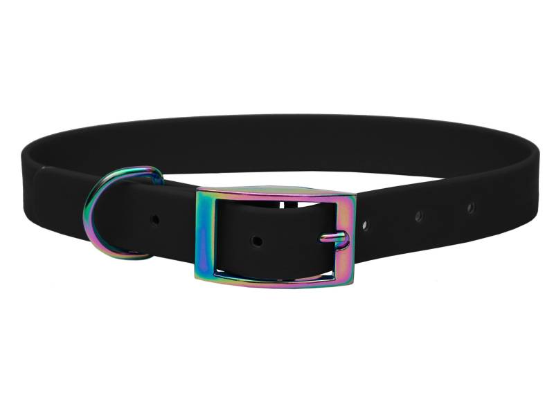Biothane Halsband Schwarz L (39-49cm) / 16mm / Regenbogen von EMMY&PEPE