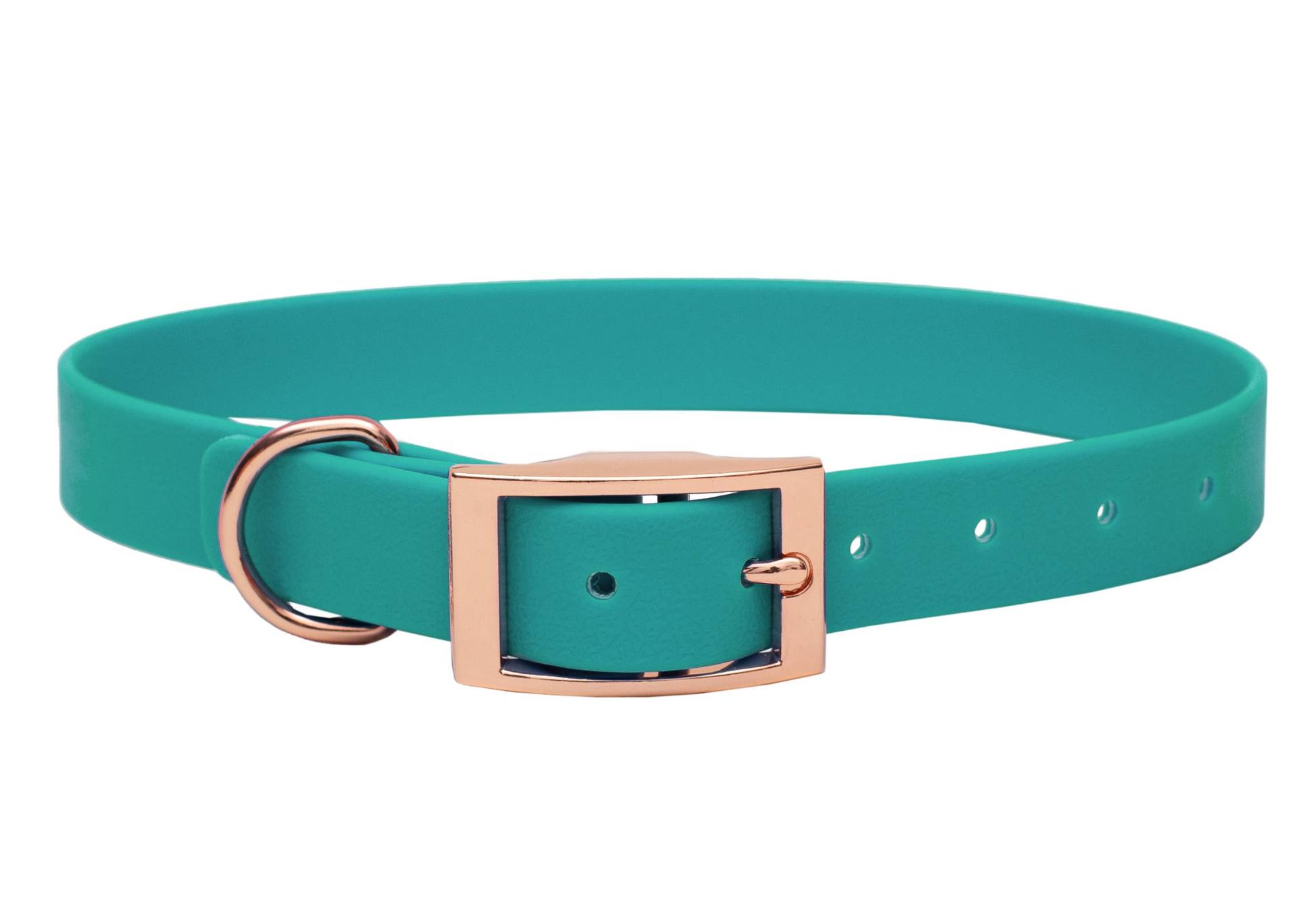 Biothane Halsband Türkis XXL (59-69cm) / 16mm / Rosegold von EMMY&PEPE
