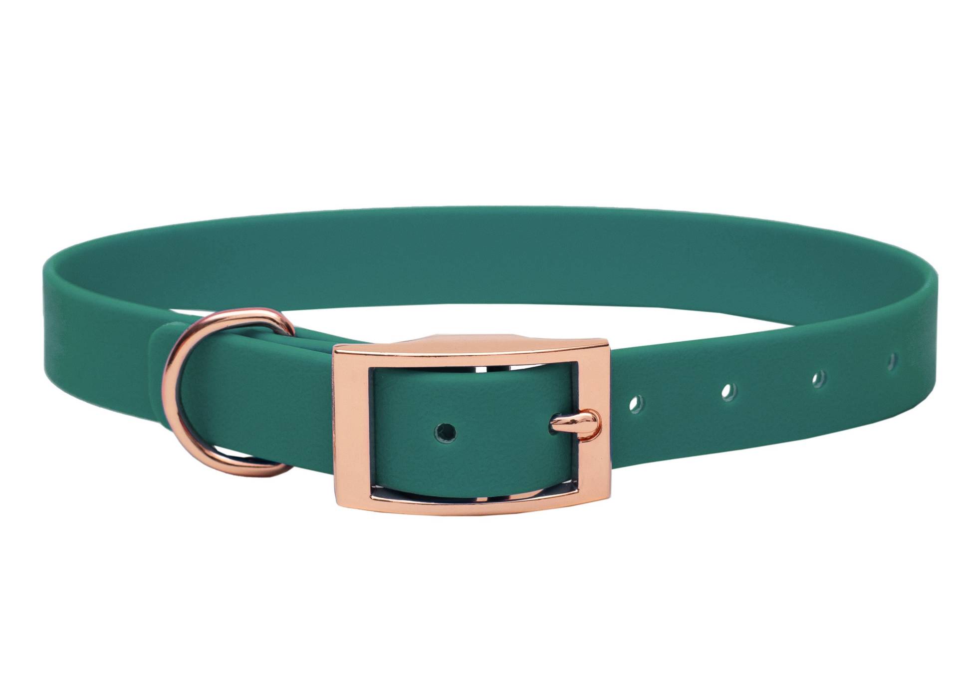 Biothane Halsband Waldgrün L (39-49cm) / 25mm / Rosegold von EMMY&PEPE