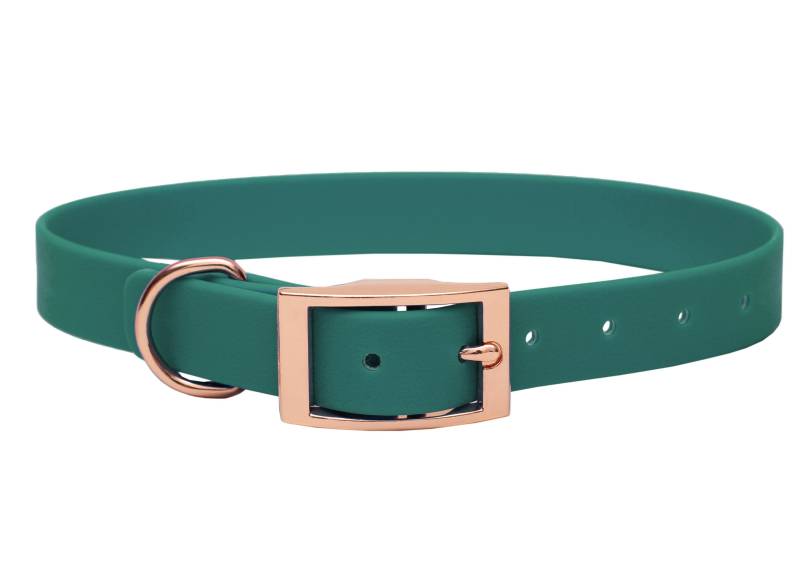 Biothane Halsband Waldgrün L (39-49cm) / 25mm / Rosegold von EMMY&PEPE