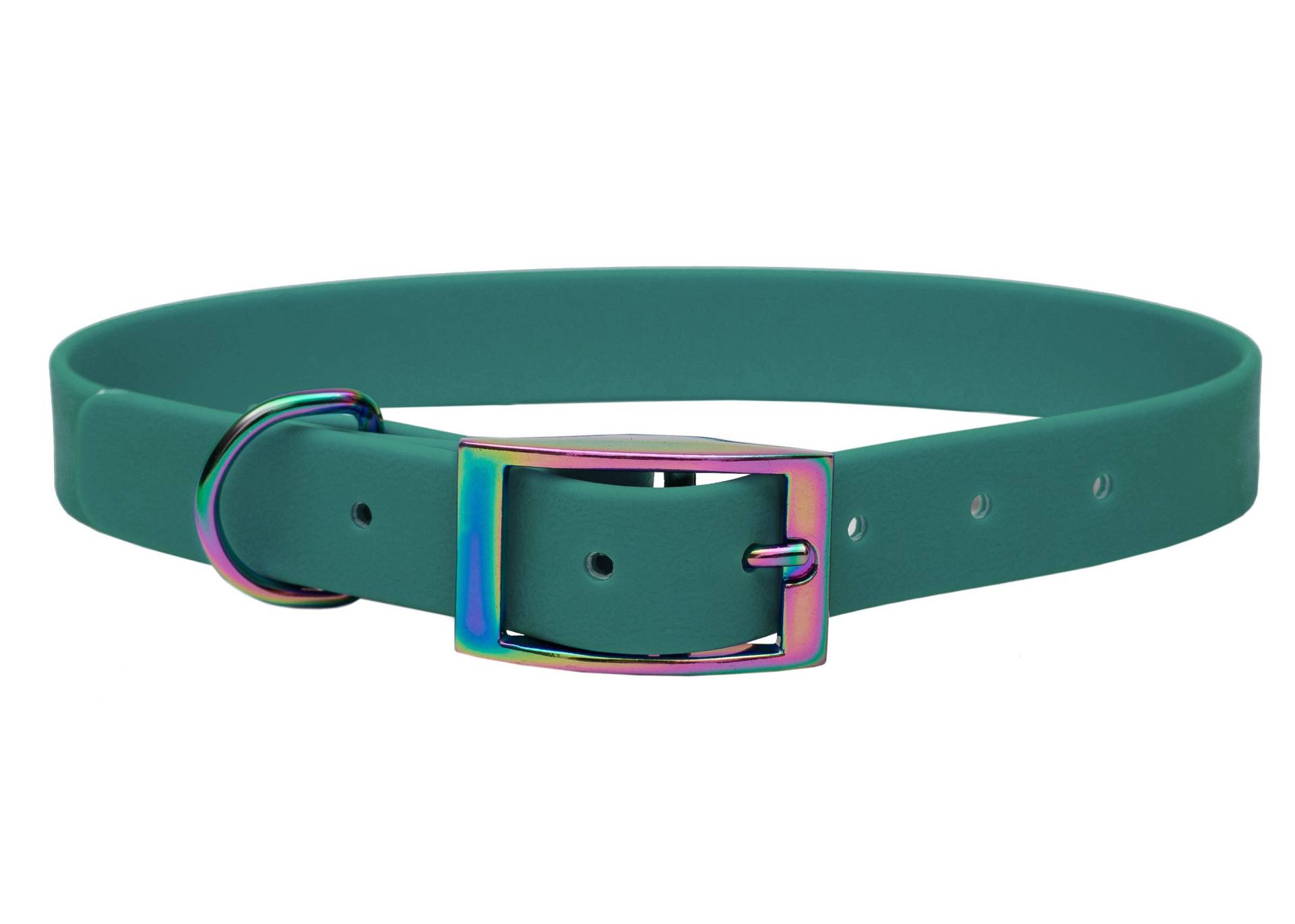 Biothane Halsband Waldgrün L (39-49cm) / Regenbogen von EMMY&PEPE