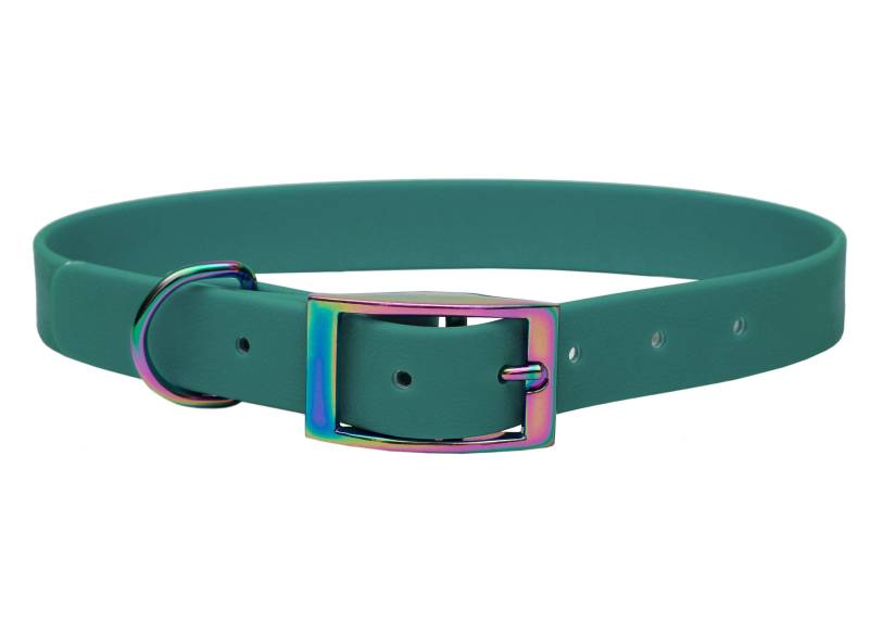 Biothane Halsband Waldgrün L (39-49cm) / Regenbogen von EMMY&PEPE