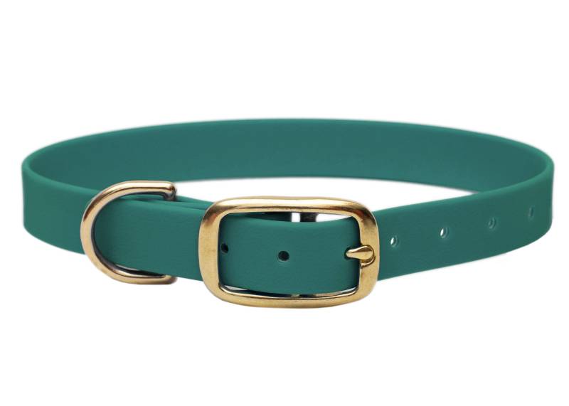 Biothane Halsband Waldgrün XL (49-59cm) / 25mm / Gold von EMMY&PEPE