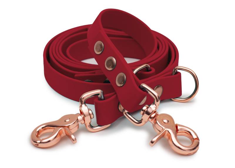 Biothaneleine Bordeaux 25mm / 2.50m / Sicherheitskarabiner Silber von EMMY&PEPE
