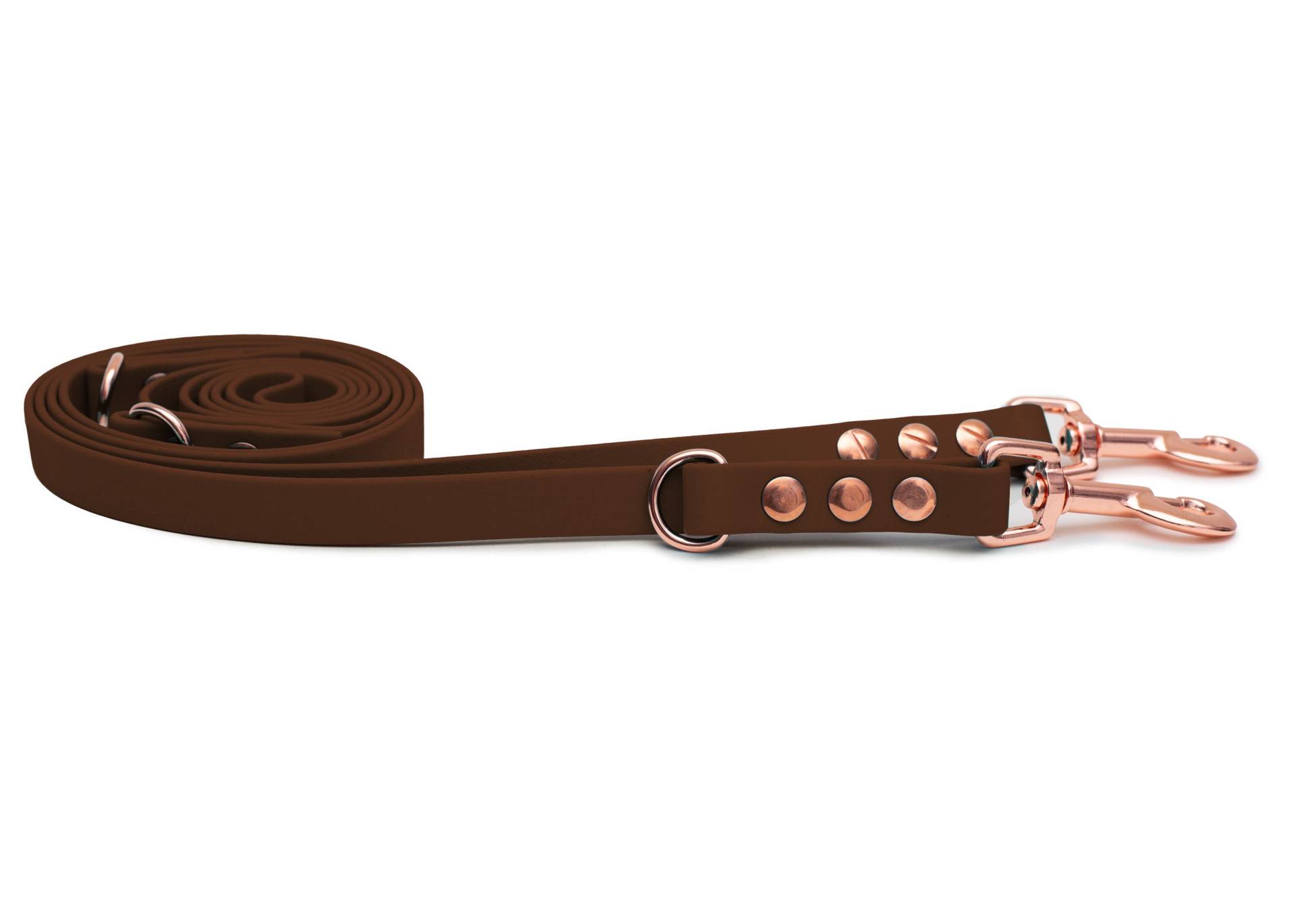 Biothaneleine Braun 16mm / 3m / Bolzenkarabiner Rosegold von EMMY&PEPE