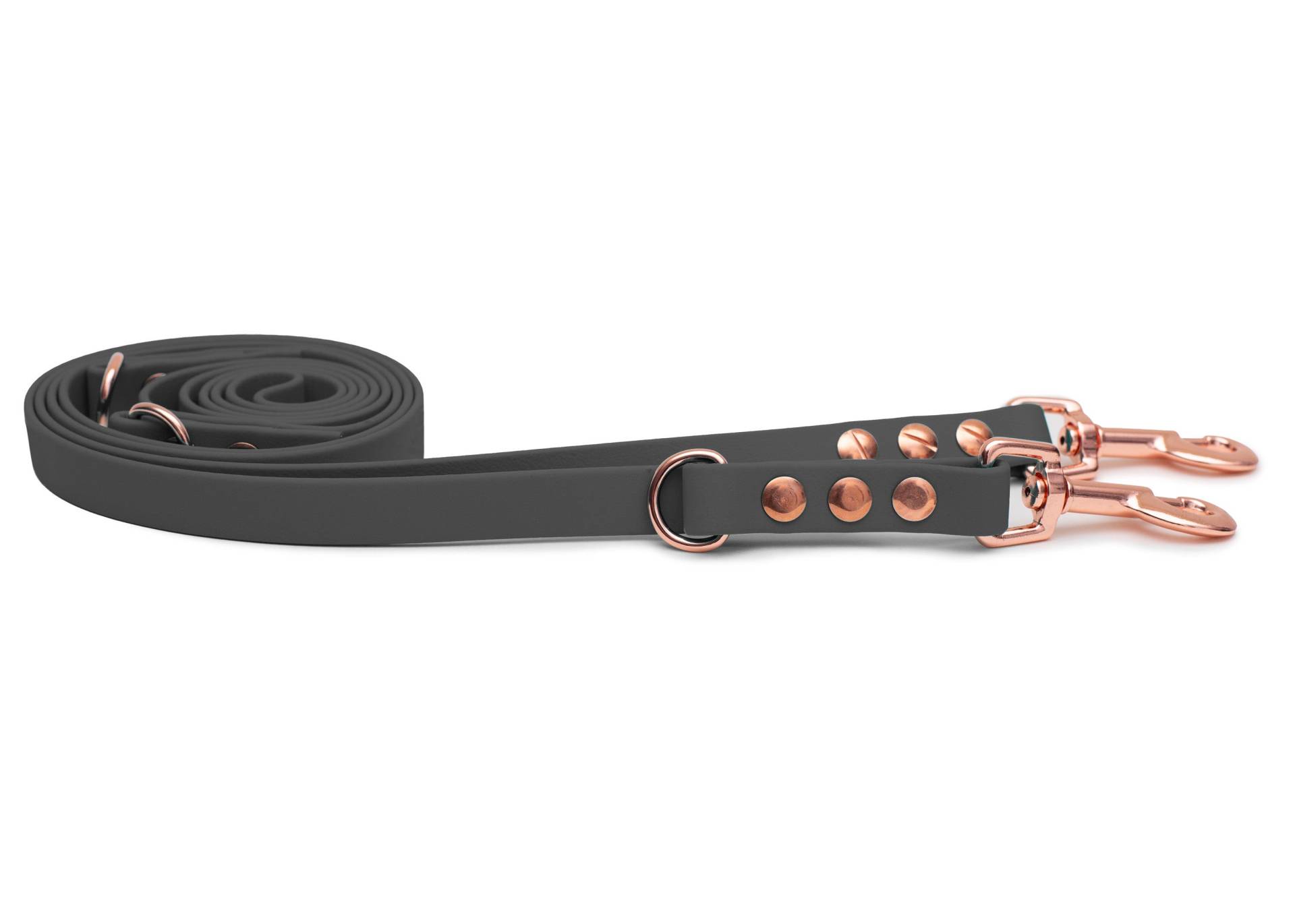 Biothaneleine Grau 16mm / 2.50m / Bolzenkarabiner Rosegold von EMMY&PEPE
