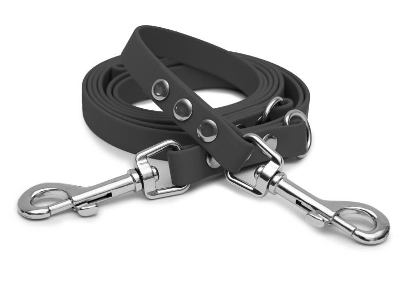 Biothaneleine Grau 20mm / 2m / Bolzenkarabiner Silber von EMMY&PEPE