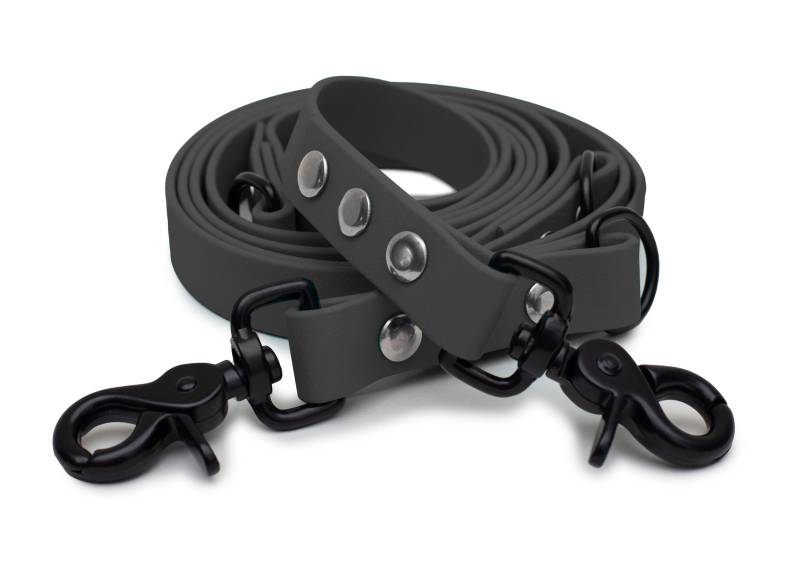 Biothaneleine Grau 20mm / 2m / Scherenkarabiner Schwarz von EMMY&PEPE