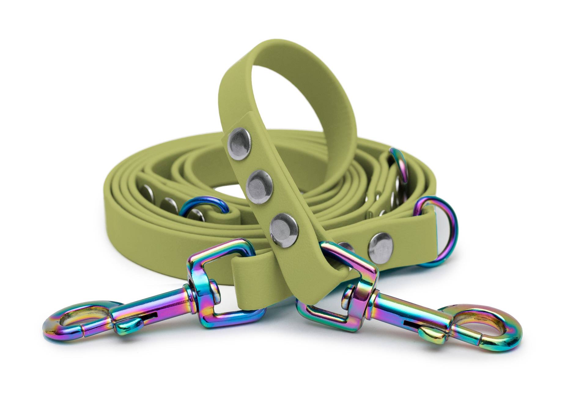 Biothaneleine Khaki 16mm / 1.20m / Bolzenkarabiner Regenbogen Biothaneleine Khaki 16mm / 1.20m / Bolzenkarabiner Regenbogen von EMMY&PEPE