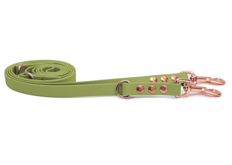 Biothaneleine Khaki 25mm / 2.50m / Bolzenkarabiner Rosegold von EMMY&PEPE