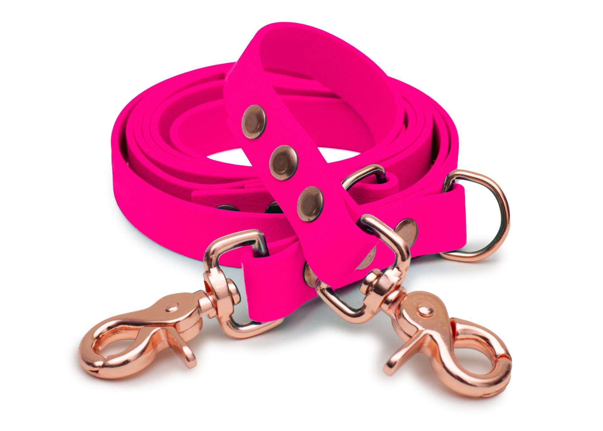 Biothaneleine Pink 16mm / 2.50m / Sicherheitskarabiner Silber von EMMY&PEPE