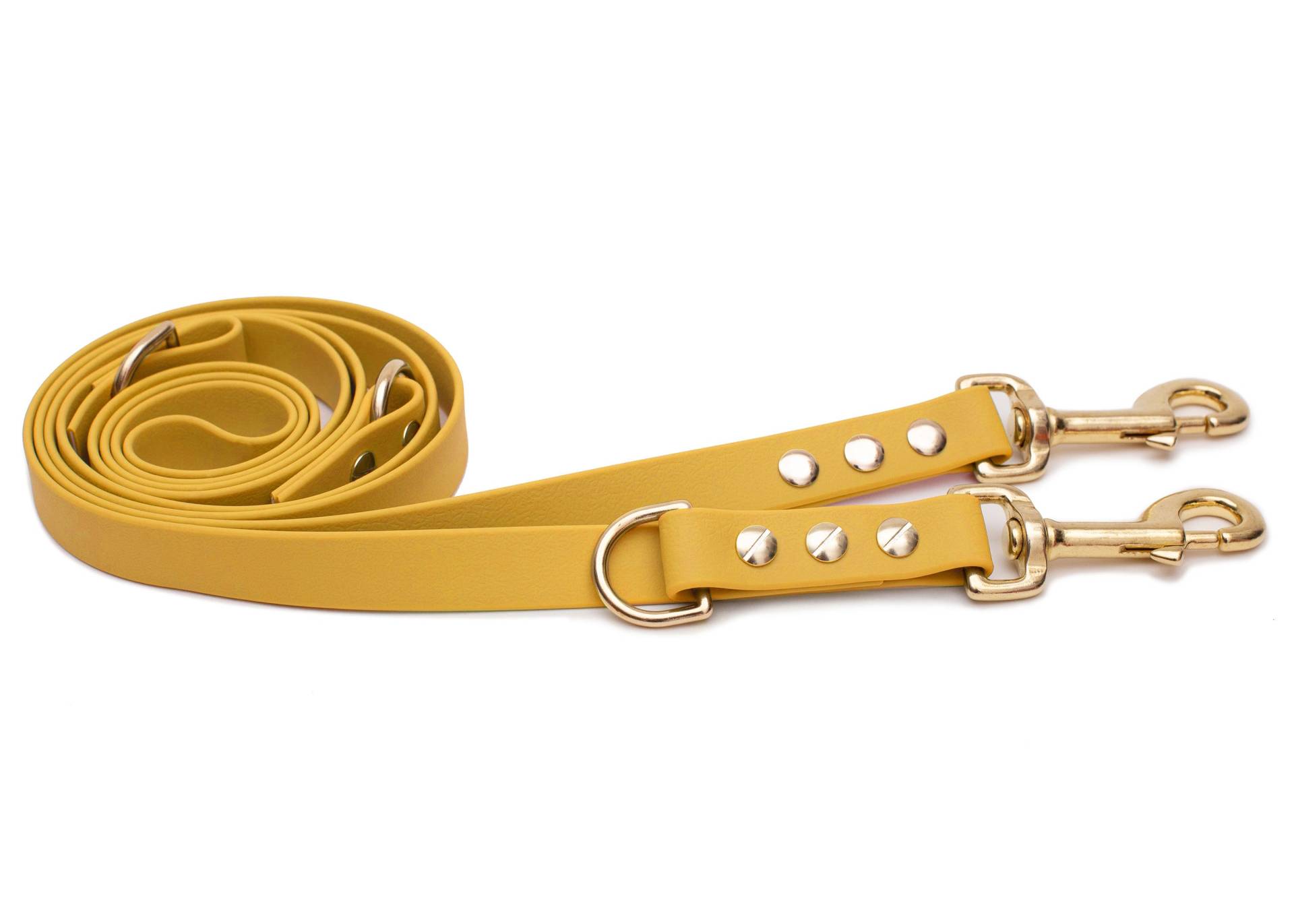 Biothaneleine Sonnengelb 25mm / 2m / Sicherheitskarabiner Gold Biothaneleine Sonnengelb 25mm / 2m / Sicherheitskarabiner Gold von EMMY&PEPE